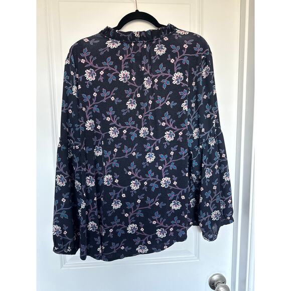 Loft Floral Print Tie Neck Blouse, XL - Picture 2 of 5